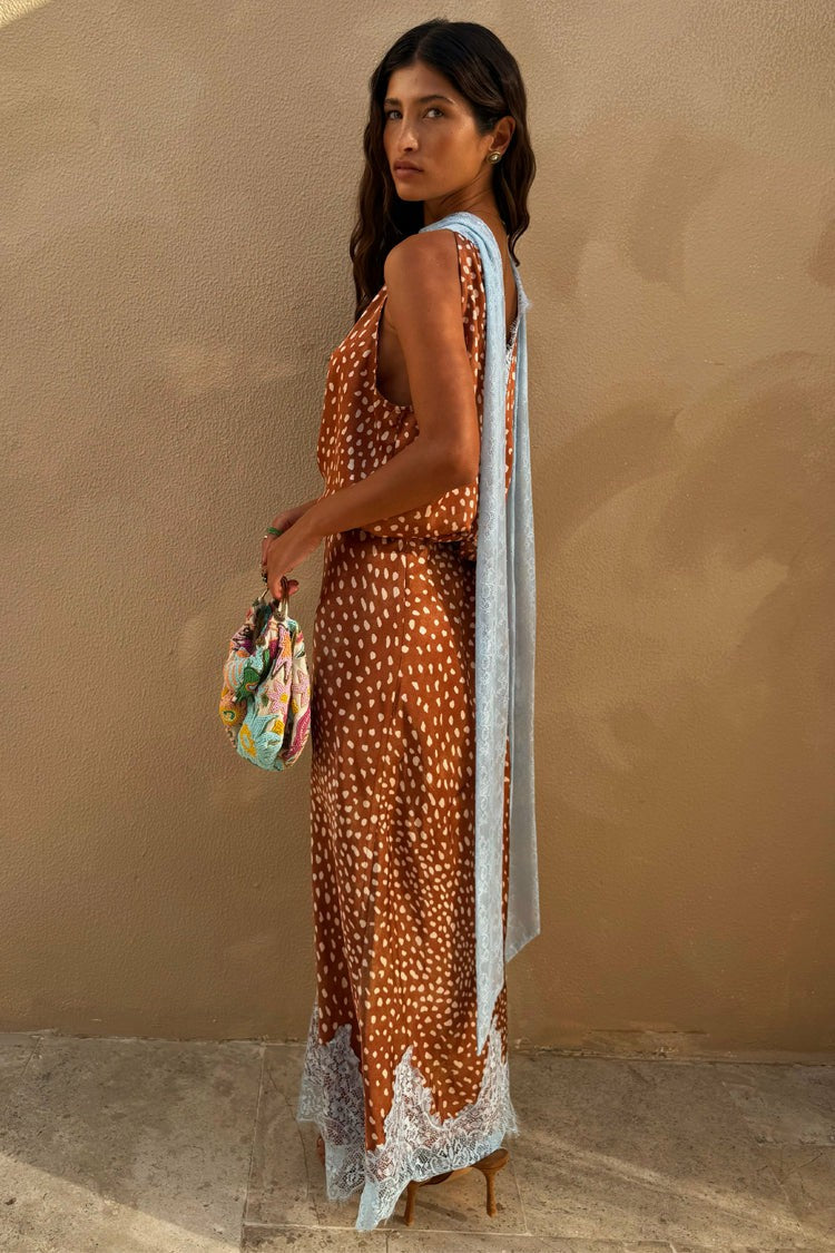 Deer Print Midi Maeva Skirt with Lace Trim - Never Fully Dressed | Never Fully Dressed Premium
