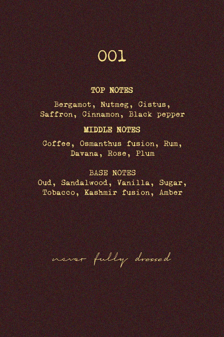 NFD Eau De Parfum 001 - Bergamot, Coffee & Oud | Never Fully Dressed Popular