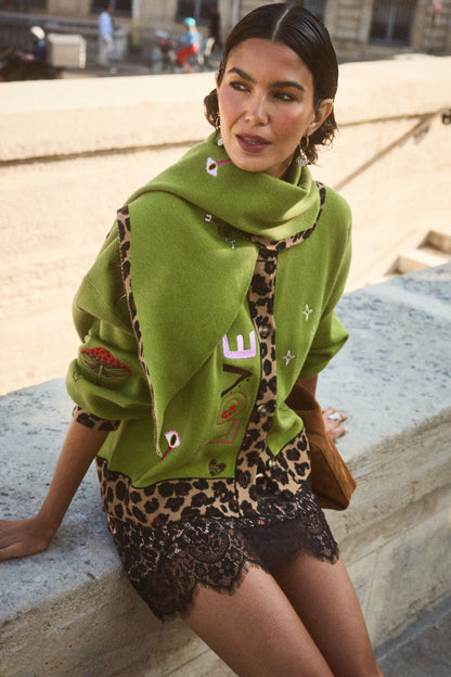 Olive Amore Large Knit Scarf | Never Fully Dressed Smart Buy