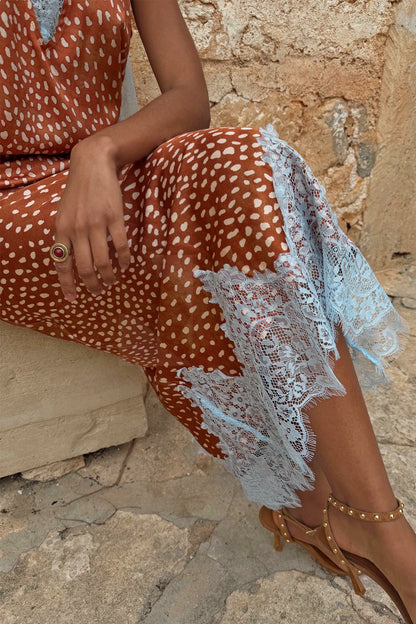 Deer Print Midi Maeva Skirt with Lace Trim - Never Fully Dressed | Never Fully Dressed Premium