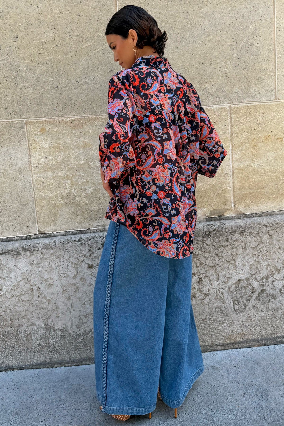Black Paisley Pussy Bow Shirt | Never Fully Dressed Top Pick