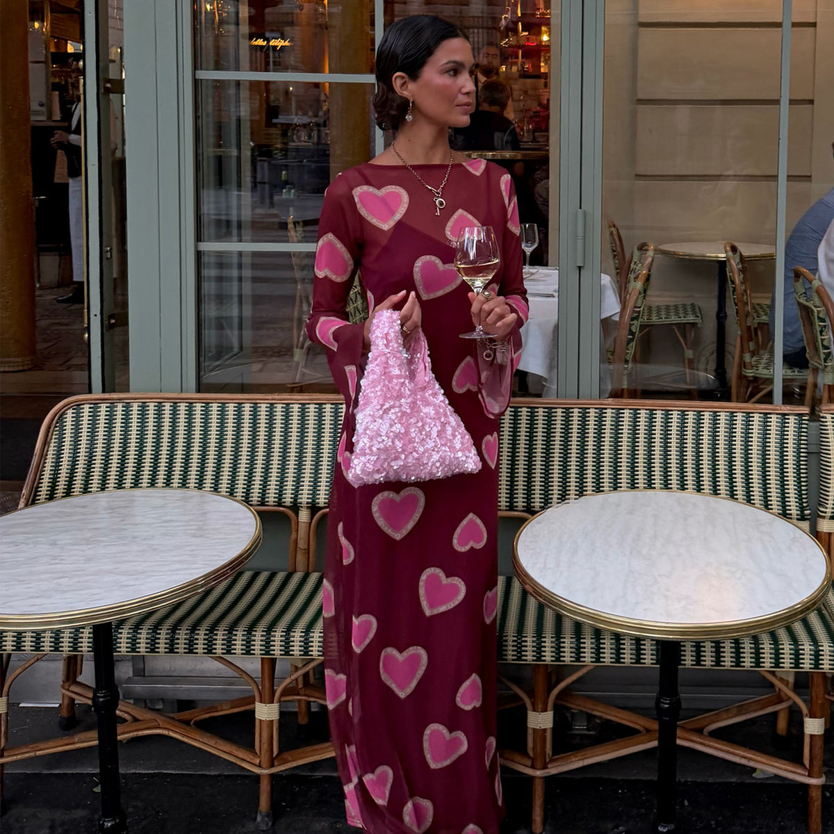 Burgundy Hearts Aria Mesh Dress | Never Fully Dressed Smart Buy