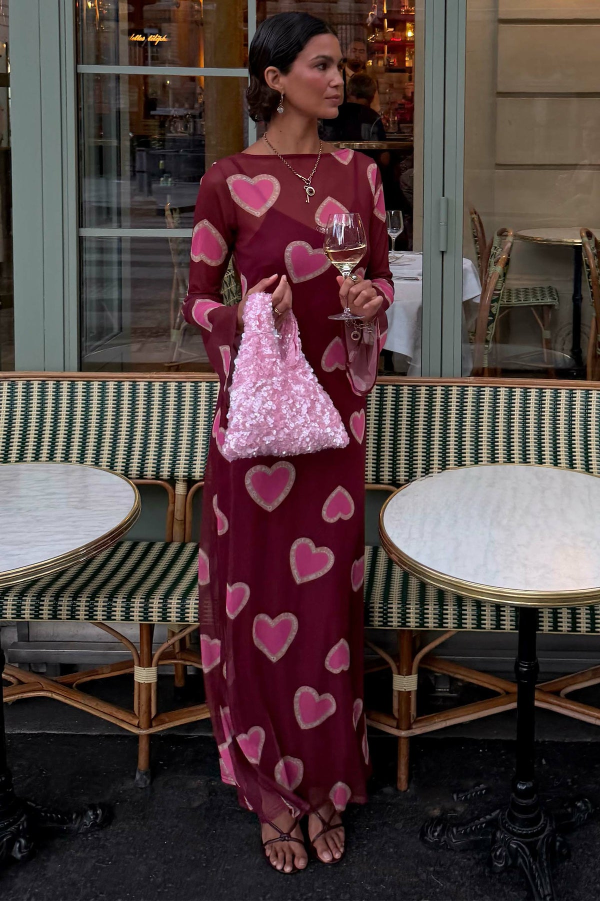 Burgundy Hearts Aria Mesh Dress | Never Fully Dressed Smart Buy