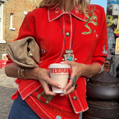Red Mystical Cardigan with Collar | Never Fully Dressed Special Offer