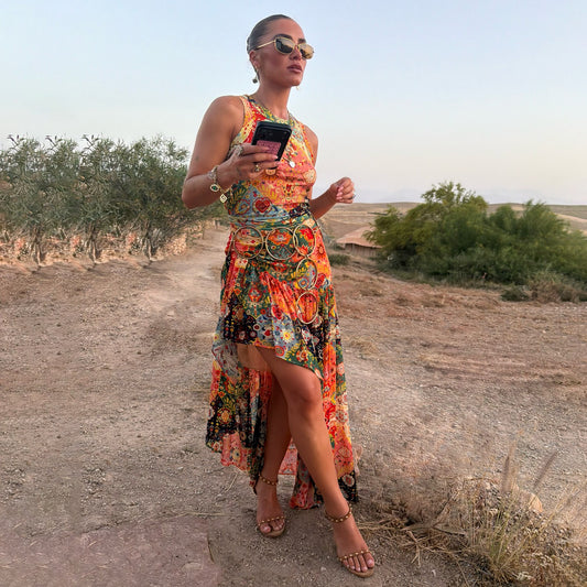 Tapestry Asymmetrical Maxi Skirt | Never Fully Dressed Great Value