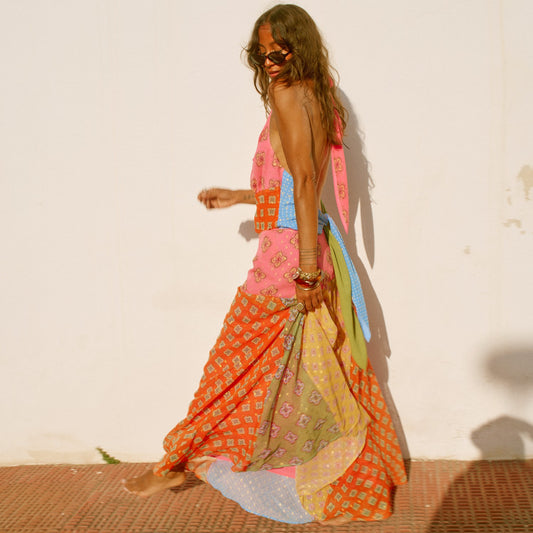 Pink Mix Tile Maxi Skirt | Never Fully Dressed Everyday