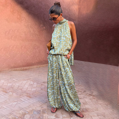 Green Diamond Print Balloon Trouser | Never Fully Dressed Premium