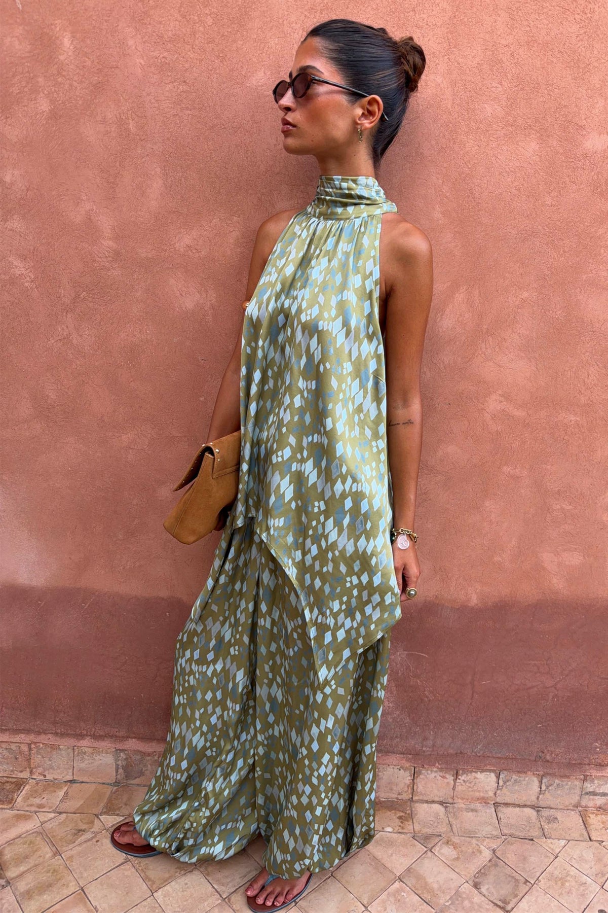 Green Diamond Print Balloon Trouser | Never Fully Dressed Premium