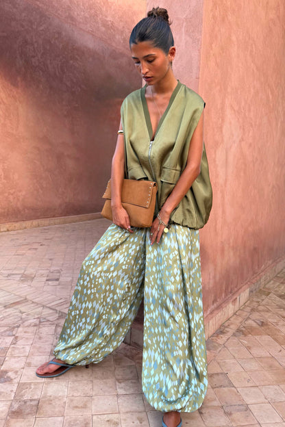 Green Diamond Print Balloon Trouser | Never Fully Dressed Premium