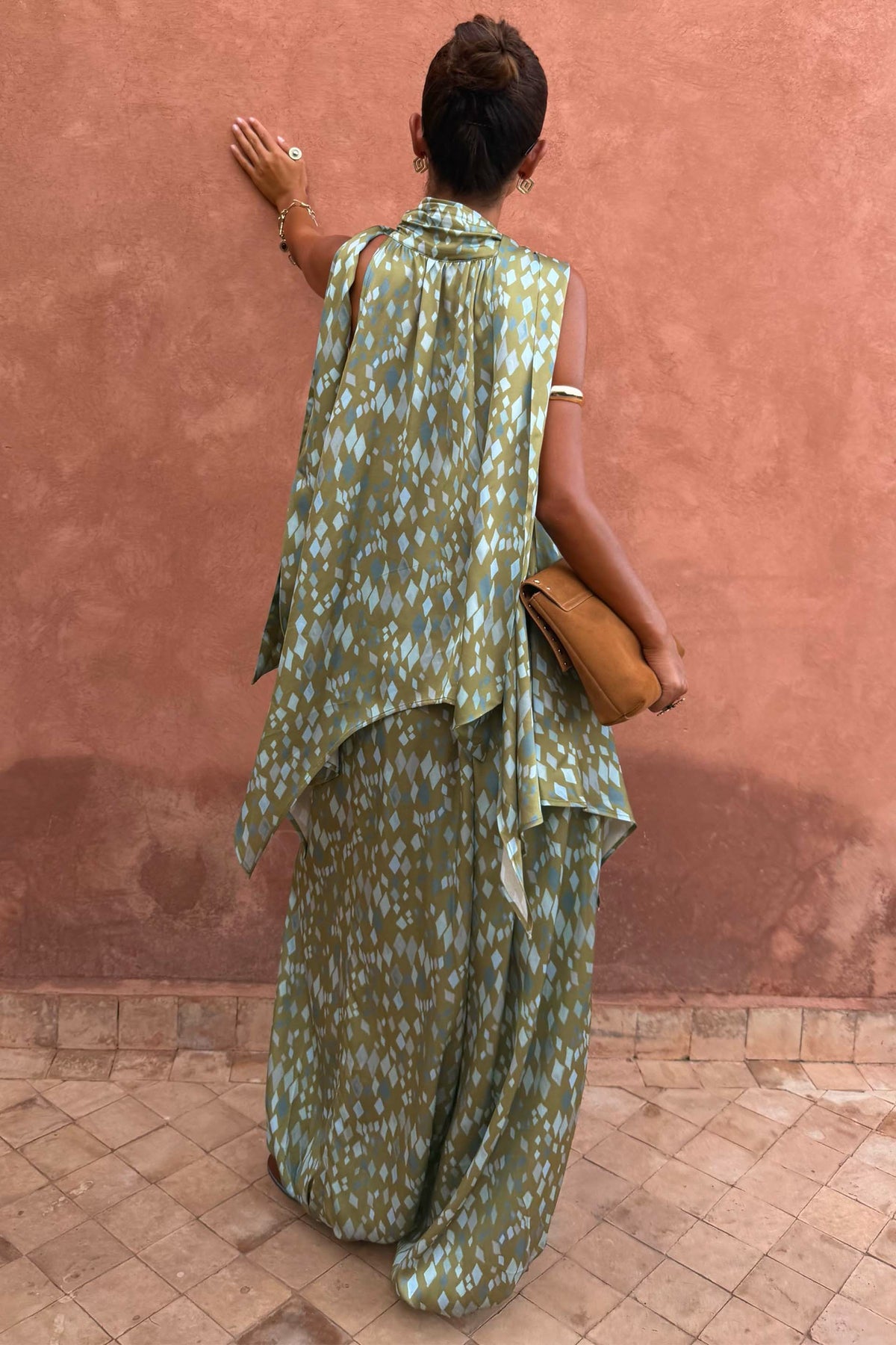 Green Diamond Print Balloon Trouser | Never Fully Dressed Premium