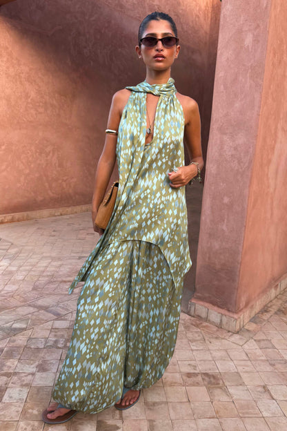 Green Diamond Print Balloon Trouser | Never Fully Dressed Premium