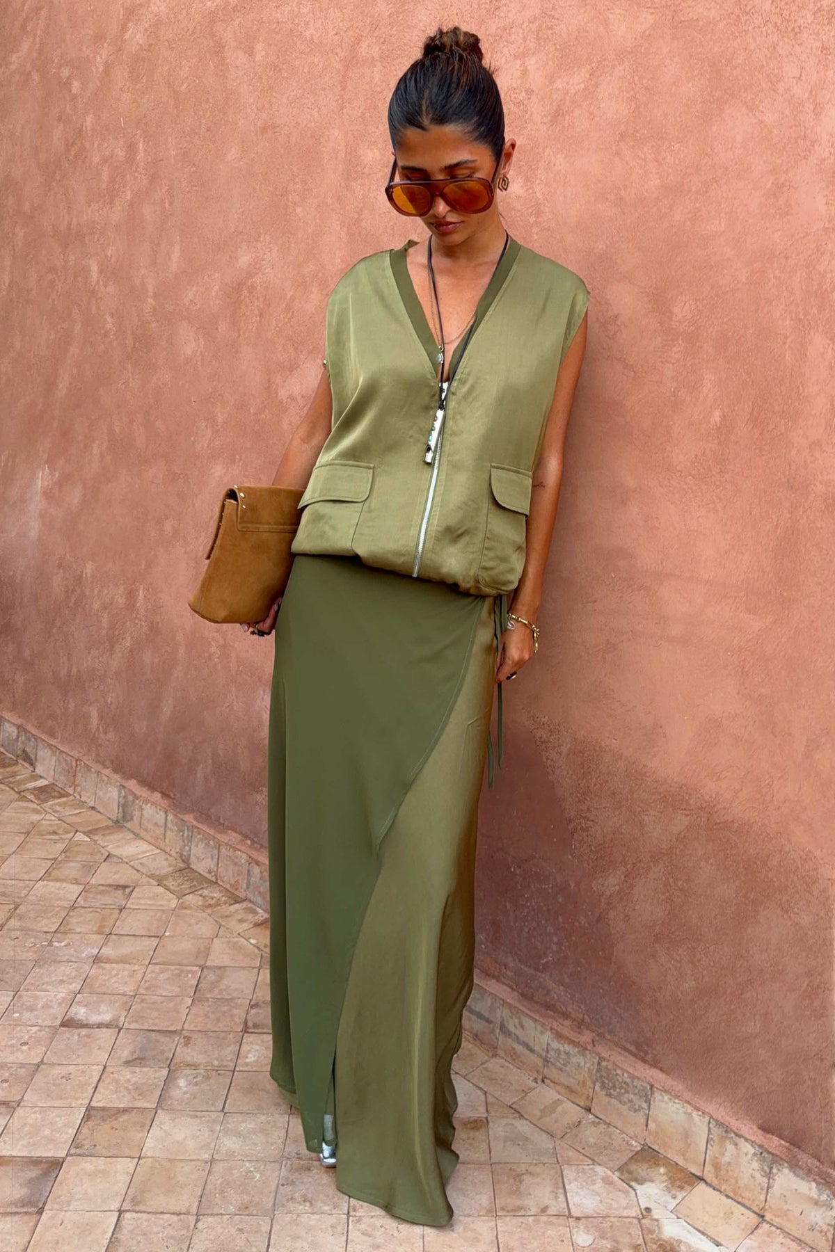 Olive Wrap Jojo Midi Skirt | Never Fully Dressed Value