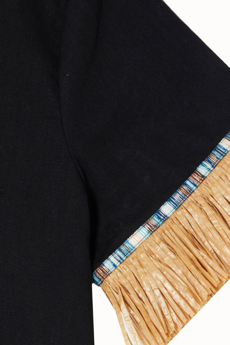 Black Raffia Shirt  UK | Never Fully Dressed Latest