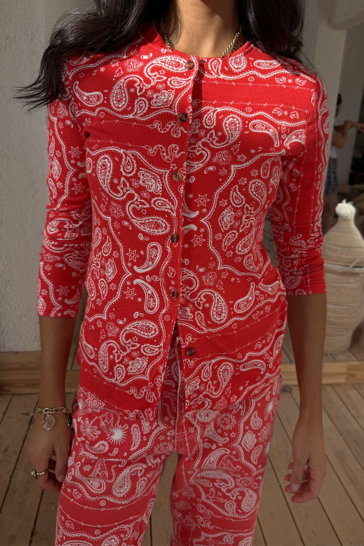 Red Bandana Alexa Cardigan | Never Fully Dressed Essential