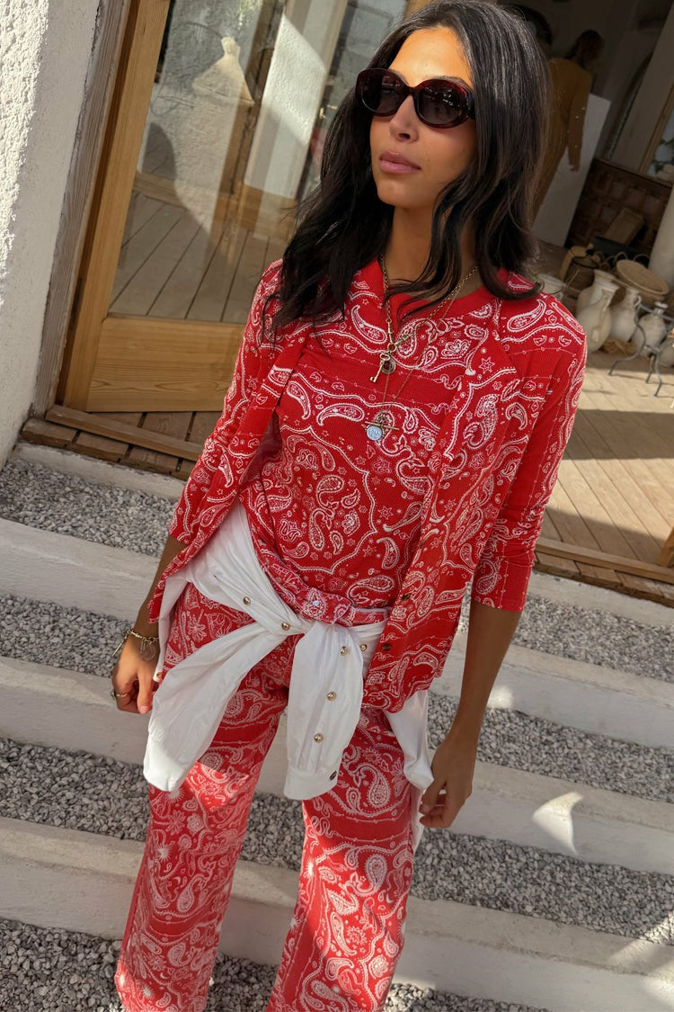 Red Bandana Rib Jersey Top | Never Fully Dressed Customer Favorite