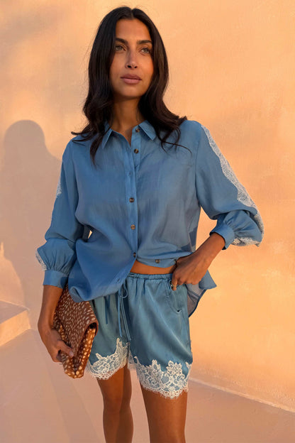 Blue Lace Marley Shirt | Never Fully Dressed Special Offer