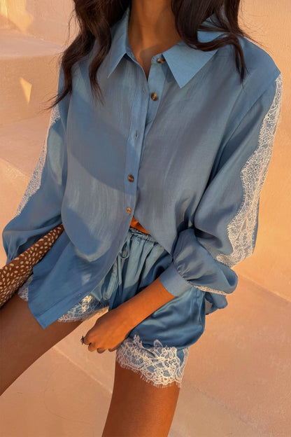 Blue Lace Marley Shirt | Never Fully Dressed Special Offer