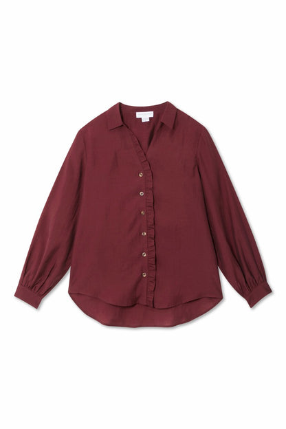 Burgundy Ruffle Miley Shirt | Never Fully Dressed Customer Favorite