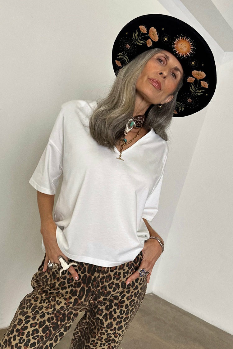 White T-Shirt with Shoulder Pads | Never Fully Dressed Essential