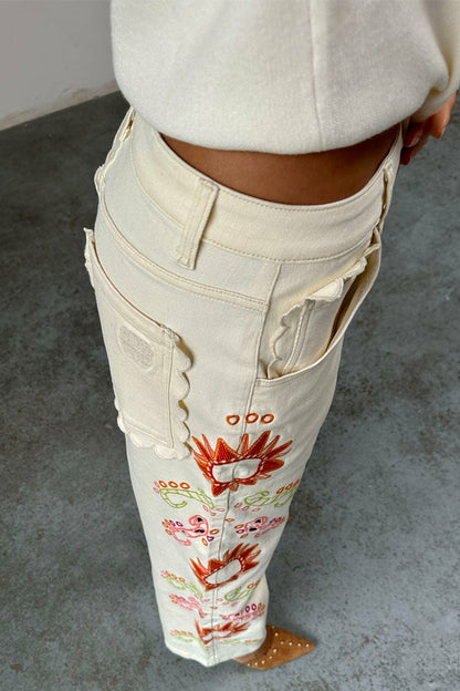 Ecru Enchanted Cut Work Scallop Jeans | Never Fully Dressed Recommended