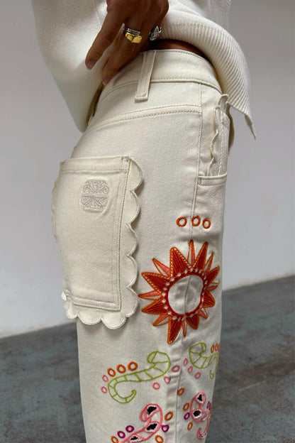 Ecru Enchanted Cut Work Scallop Jeans | Never Fully Dressed Recommended