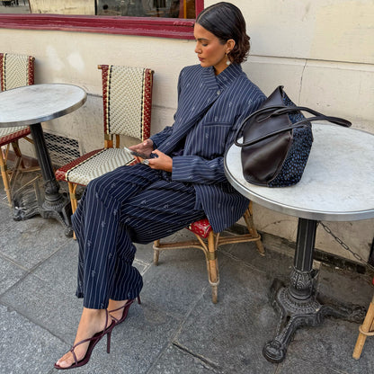 Pinstripe Fold Over Blazer Petite | Never Fully Dressed Hot Sale