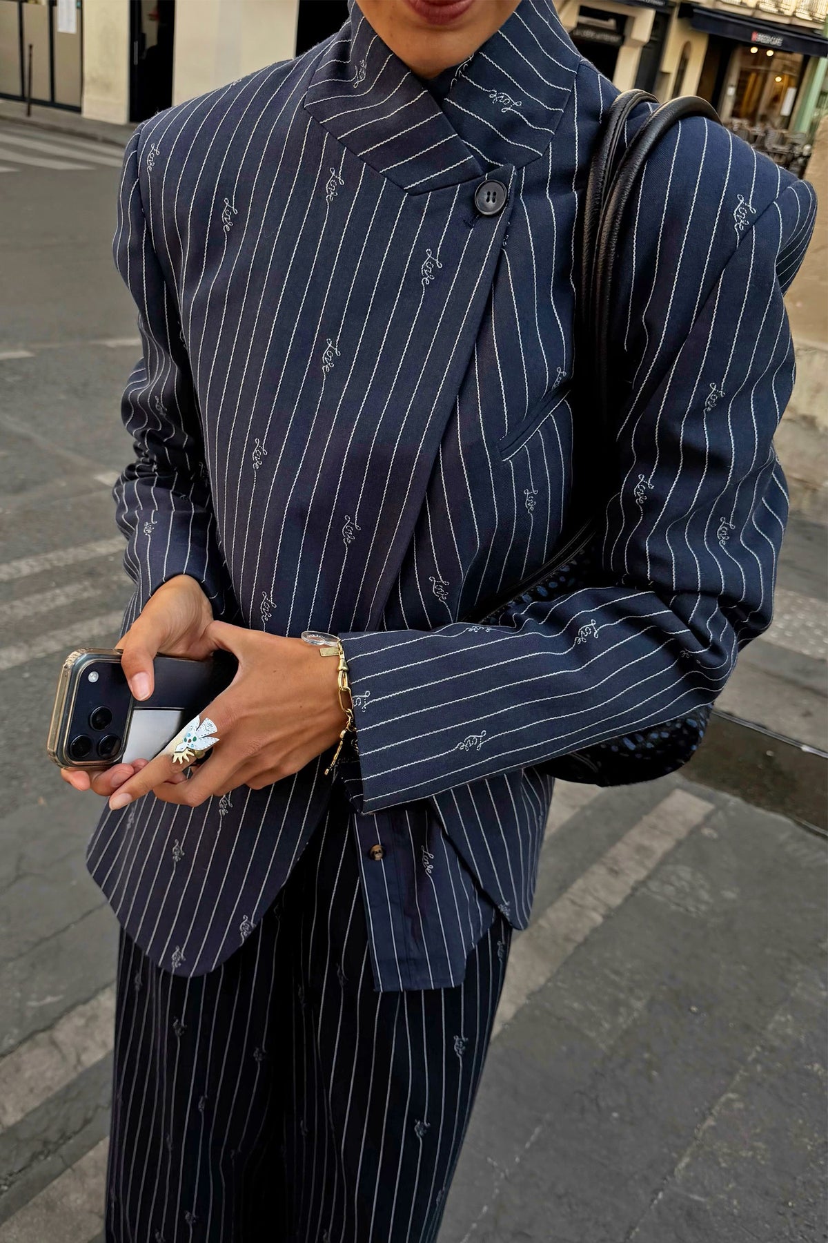 Pinstripe Fold Over Blazer Petite | Never Fully Dressed Hot Sale