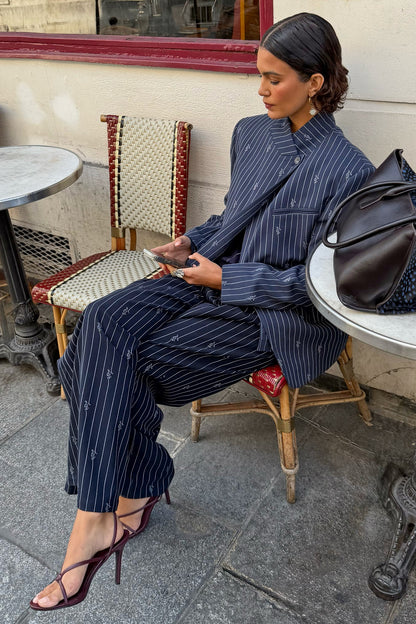 Pinstripe Fold Over Blazer Petite | Never Fully Dressed Hot Sale