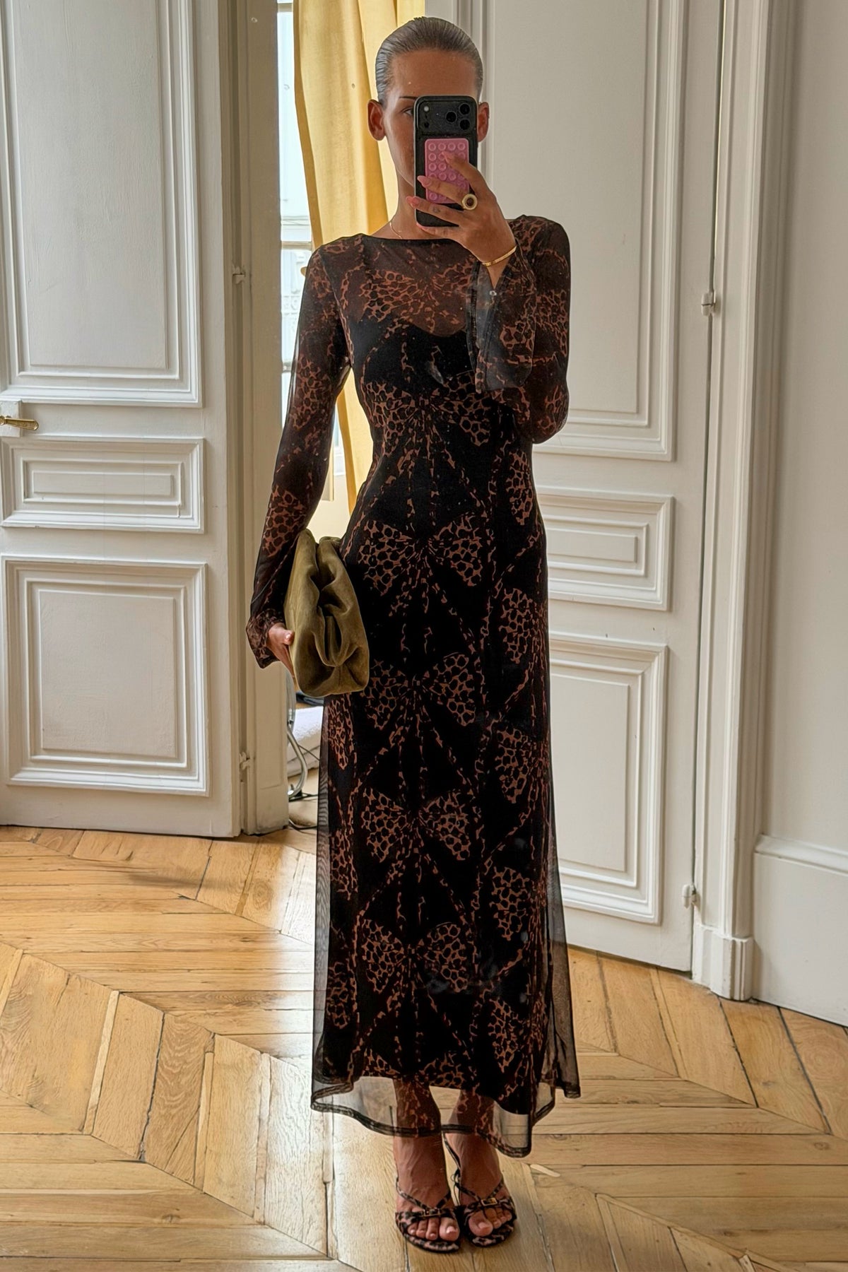 Black Leopard Bow Aria Mesh Dress Petite | Never Fully Dressed Signature
