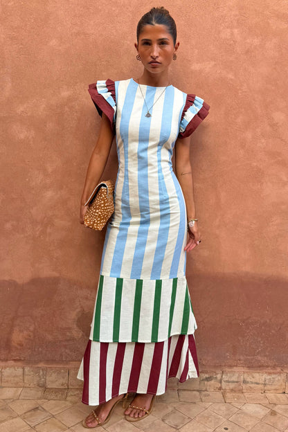 Blue Stripe Alena Petite Midi Dress | Never Fully Dressed Popular