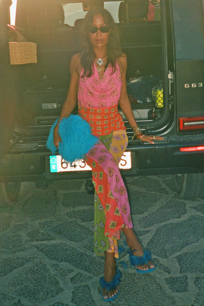 Pink Mix Tile Mesh Flare Trousers Petite | Never Fully Dressed Best Seller