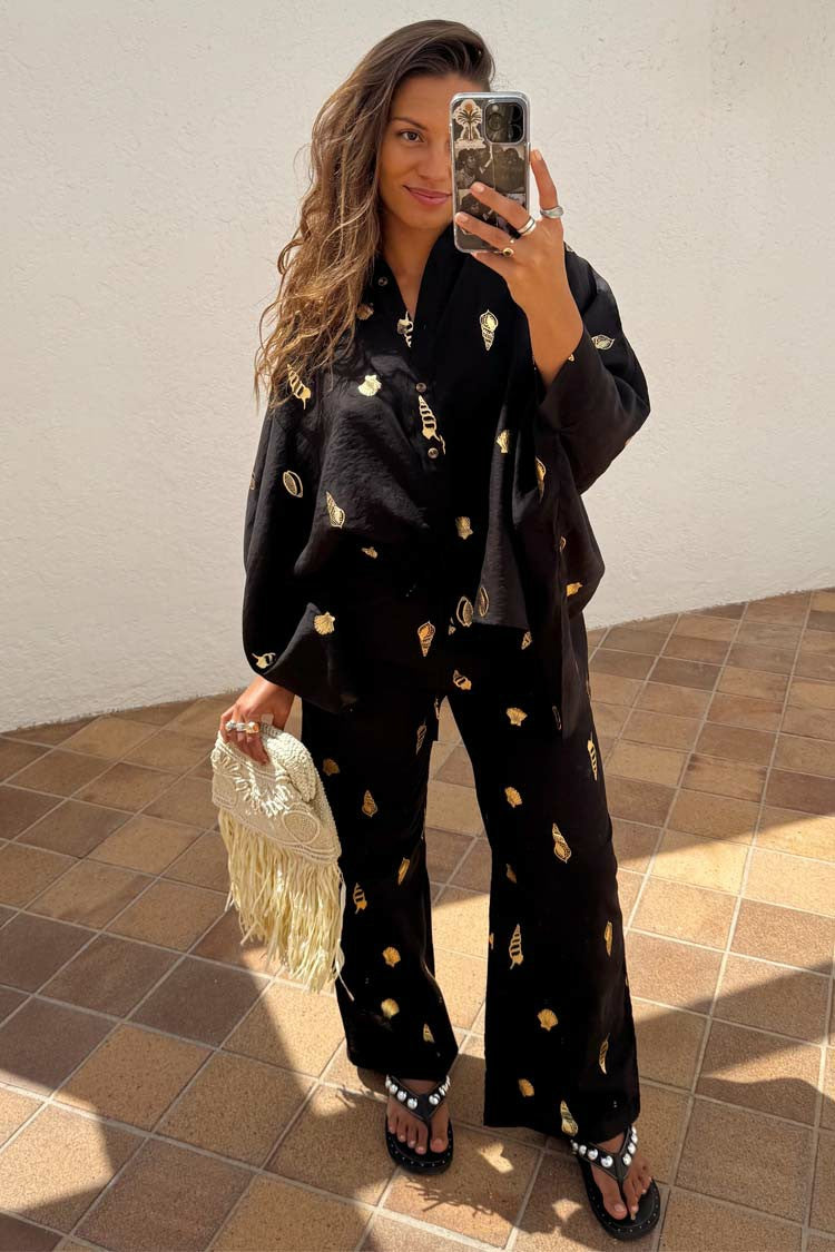 Black Shell Elissa Trousers Petite | Never Fully Dressed Trusted