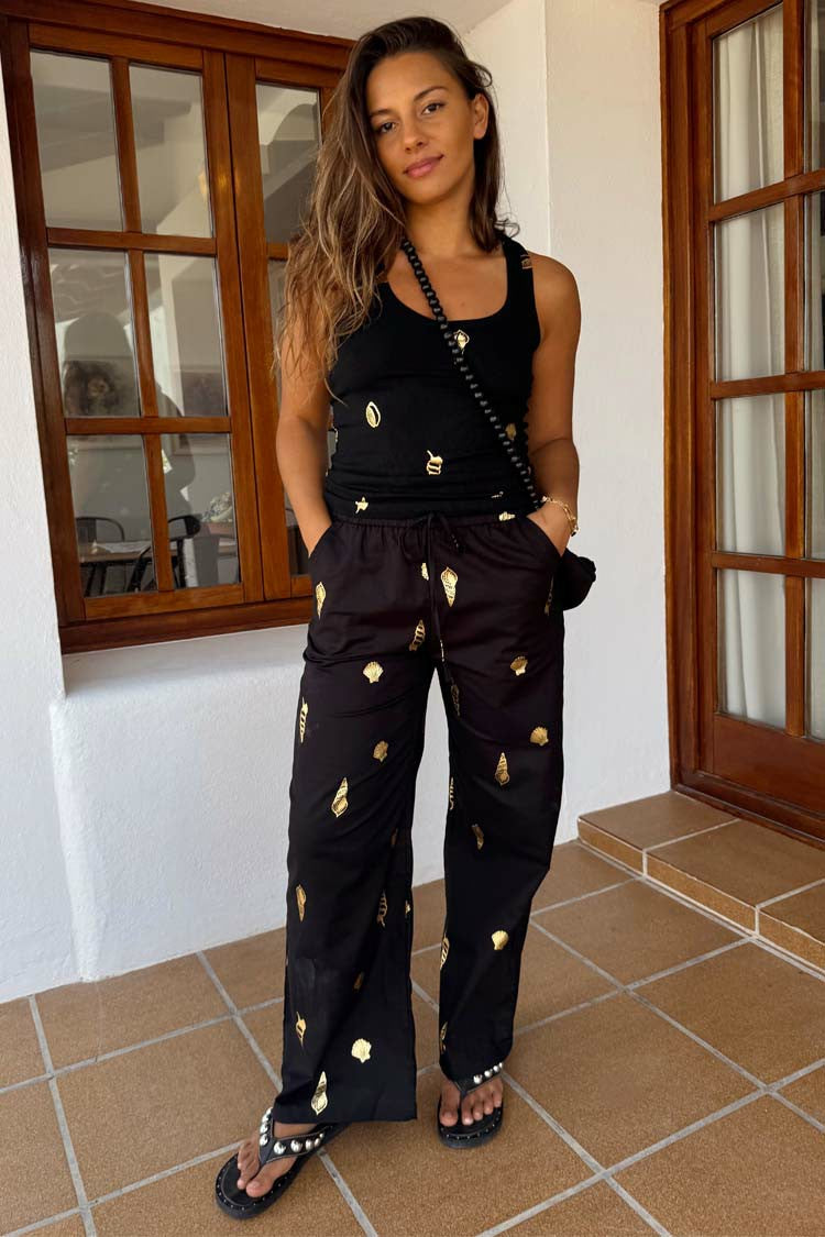 Black Shell Elissa Trousers Petite | Never Fully Dressed Trusted