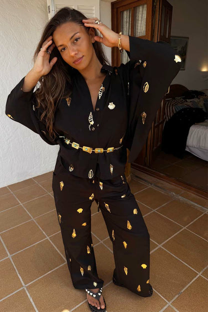 Black Shell Elissa Trousers Petite | Never Fully Dressed Trusted