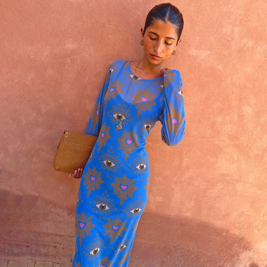 Blue Eye Mesh Dress Petite | Never Fully Dressed Trusted