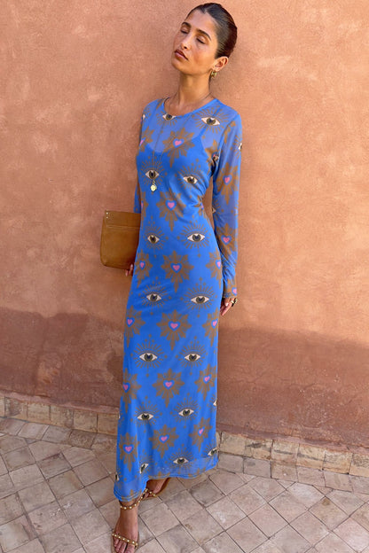 Blue Eye Mesh Dress Petite | Never Fully Dressed Trusted