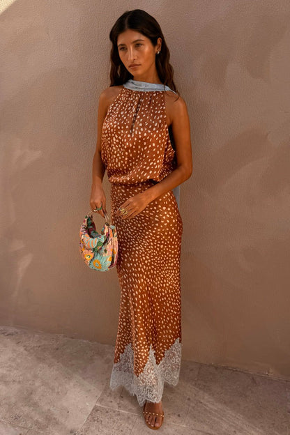 Deer Print Midi Maeva Skirt Petite with Lace Trim - Never Fully Dressed | Never Fully Dressed Quality