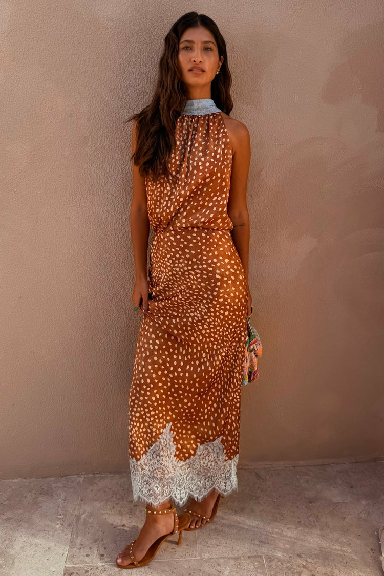 Deer Print Midi Maeva Skirt Petite with Lace Trim - Never Fully Dressed | Never Fully Dressed Quality