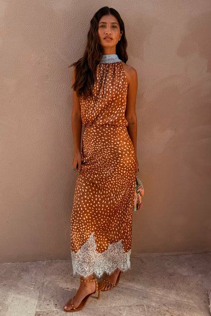 Deer Print Midi Maeva Skirt Petite with Lace Trim - Never Fully Dressed | Never Fully Dressed Quality