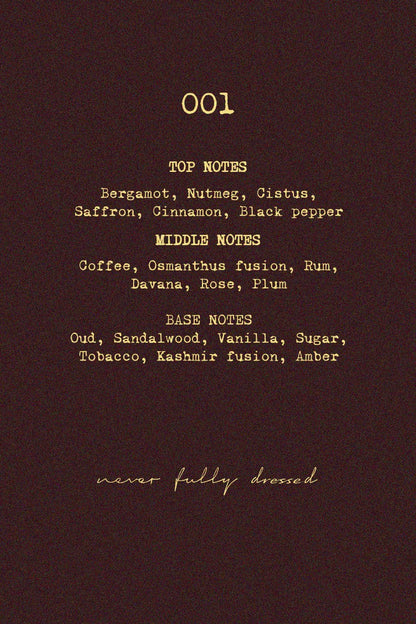 NFD Eau De Parfum 001 - Bergamot, Coffee & Oud | Never Fully Dressed Popular